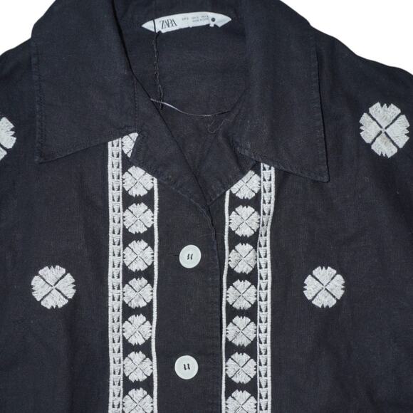 Zara Black Embroidered Button Front Jacket Women’s Size S Boho Folk Western - Picture 5 of 9